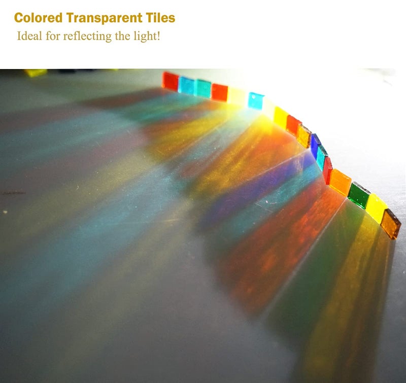 Lanyani Transparent Square Glass Mosaic Tiles Pieces Stained Glass for Crafts, Mixed Colors and Patterns, 500g/1.1lb - Image 3